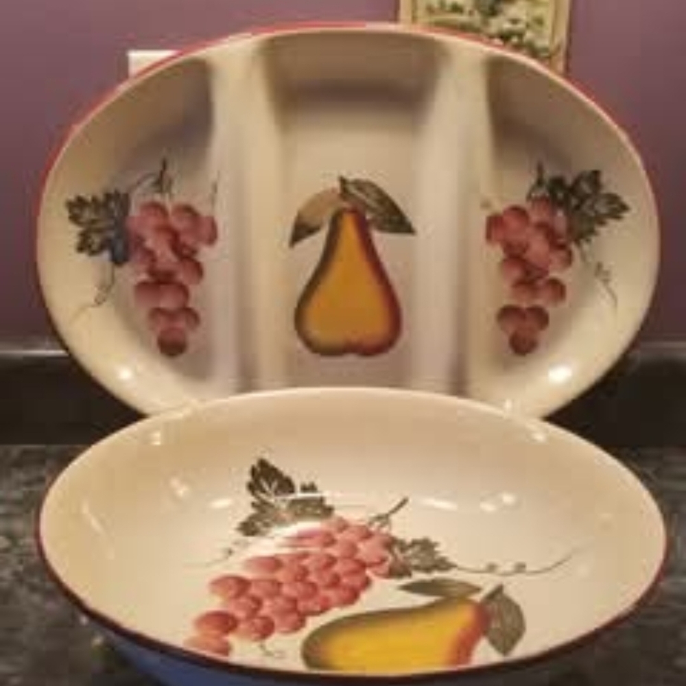 Pier 1 Fruit Design Bowl - Cream, Red, Yellow